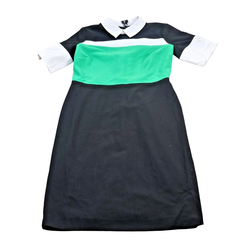 Karl Lagerfeld Paris Dress Womens 6 Colorblock Collared‎ A Line Half Sleeve